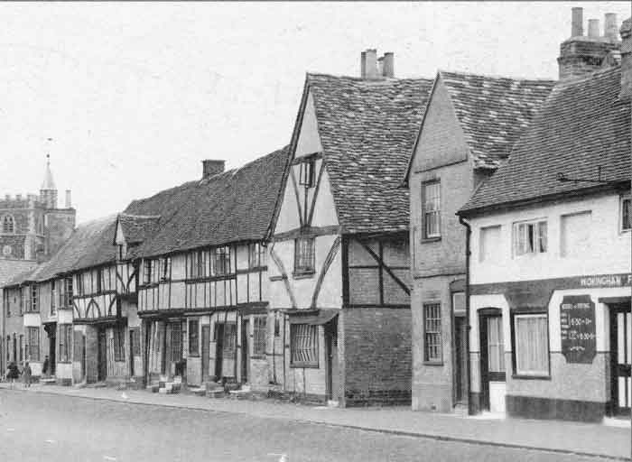 row of timber framed terraced houses